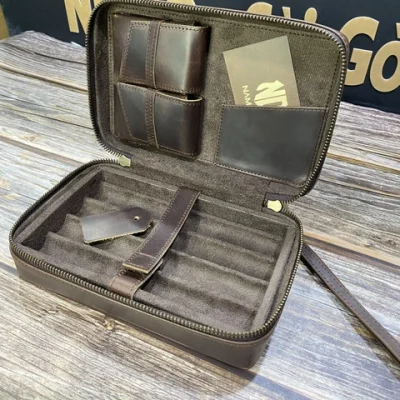 Túi Đựng Cigar Da Bò Cao Cấp CF5010 –  Phụ Kiện Đẳng Cấp Cho Người Yêu Cigar