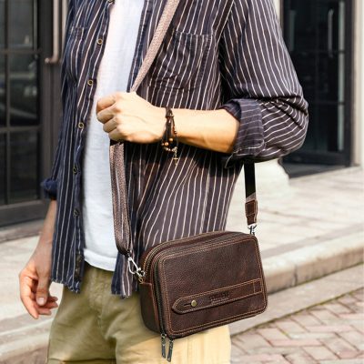 Túi Đeo Chéo Da Bò Sáp 2 Chức Năng MB218- Phong Cách Lịch Lãm, Tiện Dụng (Nhiều Ngăn, Khóa Đồng)