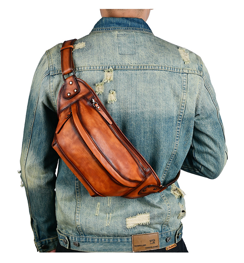 Túi Bao Tử Đeo Chéo Ngực Da Bò Patina 15021- Phong Cách Bụi Bặm và Tiện Lợi