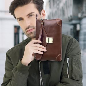 Ví dài cầm tay da bò thật